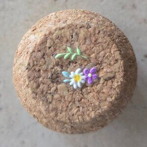 Brand New Hand Crafted Magnet Created from Champagne Cork Featuring Flowers